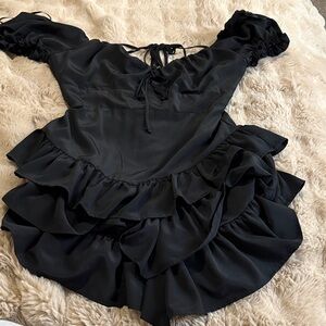 Elegant Black Ruffled Dress